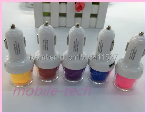 Rose Flower Car Charger Lighting 2 Ports USB With LED Light For iPhone 5/5S/6/6 plus Samsung Note 4 3 S5 S6.cl |
