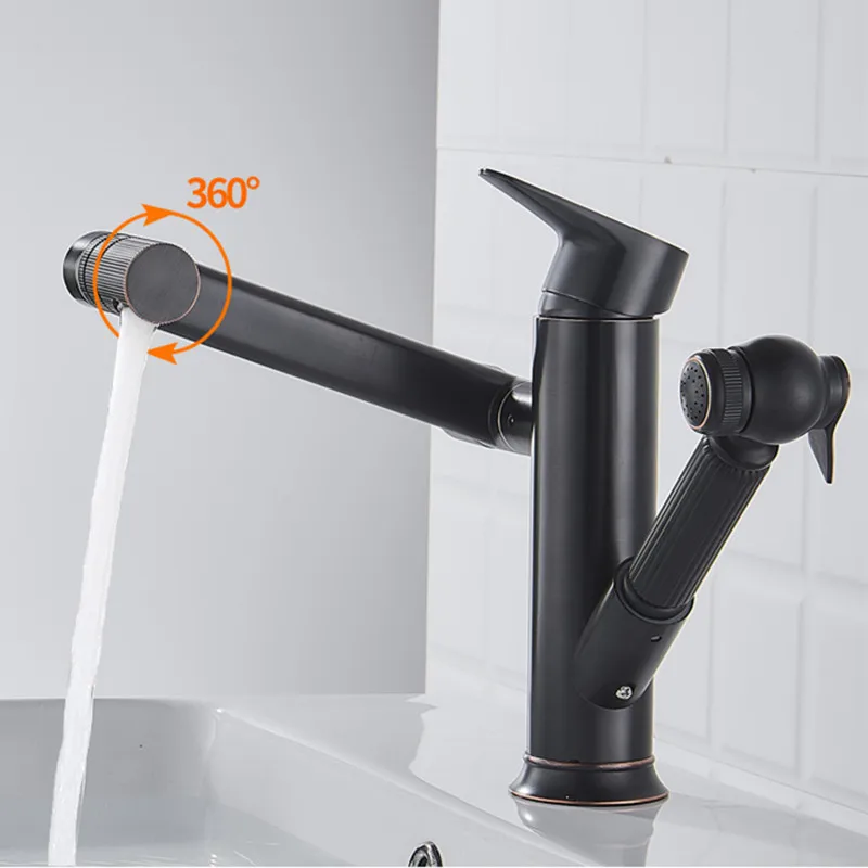 Basin Faucets Black/Chrome Brass Multi-function 360 Rotate Bathroom Pull Out Wash-Basin Faucet Deck Mount Crane Sink Mixing Tap
Basin Faucets Black/Chrome Brass Multi-function 360 Rotate Bathroom Pull Out Wash-Basin Faucet Deck Mount Crane Sink Mixing Tap