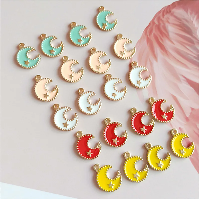 50pcs 11*16mm Gold Color Enamel Star Moon Charm Oil drop Moon Pendants for DIY Handmade Women Wedding Jewelry Making wholesale
50pcs 11*16mm Gold Color Enamel Star Moon Charm Oil drop Moon Pendants for DIY Handmade Women Wedding Jewelry Making wholesale