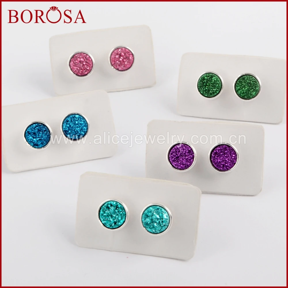 BOROSA 9mm Round Druzy Jewelry Sliver Color Bezel Titanium Druzy Mix-color Studs Earring For Women Fashion Jewelry ZS0328
BOROSA 9mm Round Druzy Jewelry Sliver Color Bezel Titanium Druzy Mix-color Studs Earring For Women Fashion Jewelry ZS0328