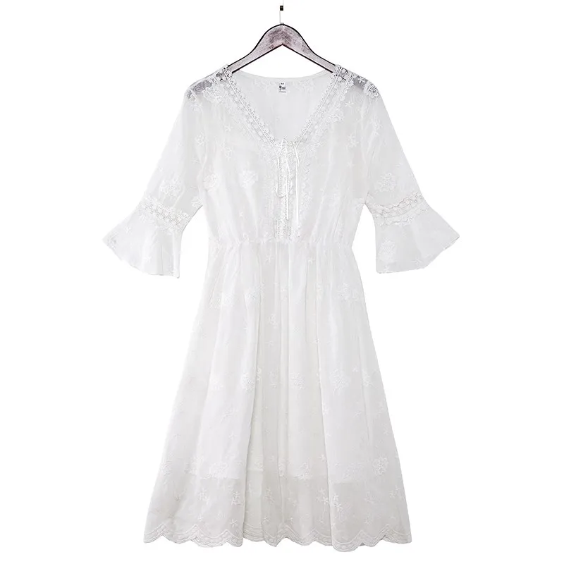 PERHAPS U White Lace V Neck 3/4 Sleeve Midi Dress Elegant Summer Fit And Flare Party Casual D0327
PERHAPS U White Lace V Neck 3/4 Sleeve Midi Dress Elegant Summer Fit And Flare Party Casual D0327