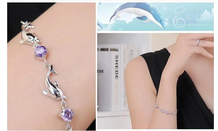 Popular Jewelry Wholesale Women Crystal Zircon Diamond Bracelet Anniversary Gift Sterling Silver Bracelet Dolphin Pattern S925
Popular Jewelry Wholesale Women Crystal Zircon Diamond Bracelet Anniversary Gift Sterling Silver Bracelet Dolphin Pattern S925