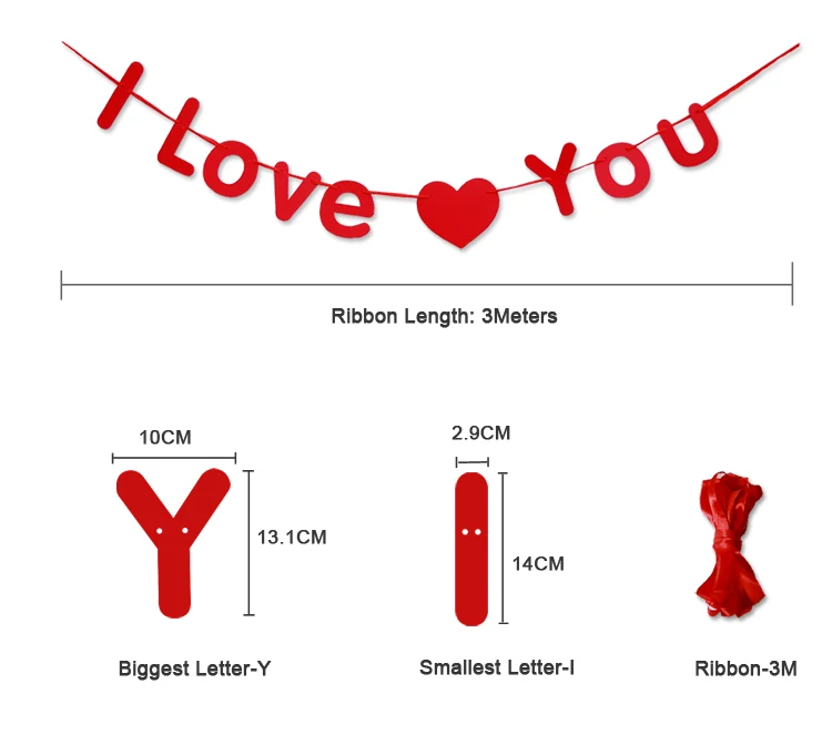 Length 3M Sweet Silver/Gold/ Red Heart Banner I Love You Paper Flag Garland DIY Wedding Party Valentine's Day Decoration
Length 3M Sweet Silver/Gold/ Red Heart Banner I Love You Paper Flag Garland DIY Wedding Party Valentine's Day Decoration