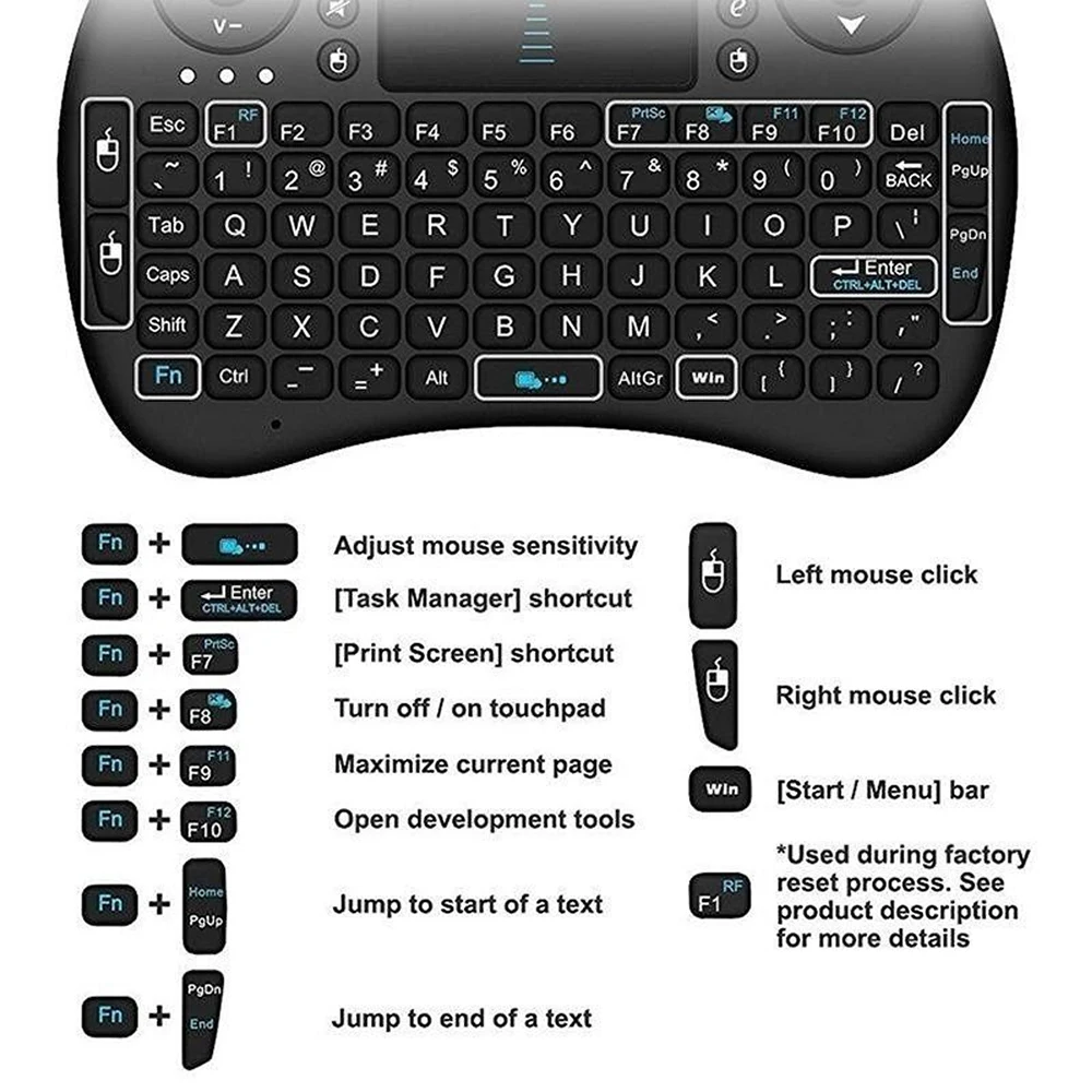 i8 Backlit 3 Color 2.4Ghz Wireless Keyboard Air Mouse Touchpad Handheld English Russian Spanish For PC Laptop Android TV Box
i8 Backlit 3 Color 2.4Ghz Wireless Keyboard Air Mouse Touchpad Handheld English Russian Spanish For PC Laptop Android TV Box
