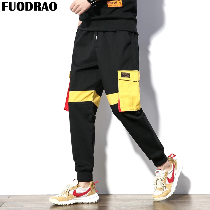 Брюки для бега FUODRAO уличные штаны в стиле хип-хоп мужчин большие размеры