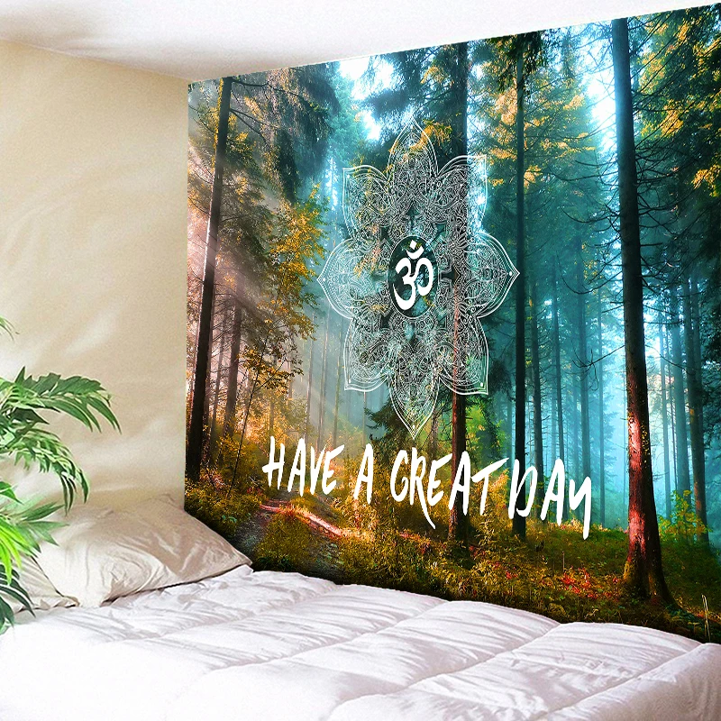 

Natural Forest Wall Tapestry Elegant Mandala Tapestries Wall Hanging Psychedelic Trees Boho Hippie Wall Cloth - Have A Great Day