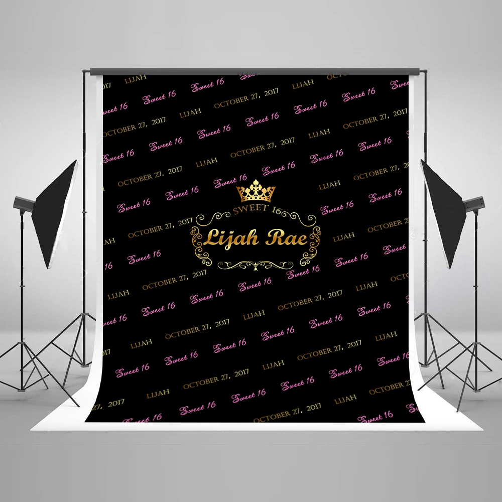 

VinylBDS Birthday Background Photography 10x10ft Princess Crown Backgrounds For Photo Studio Birthday Washable Cotton Backdrop