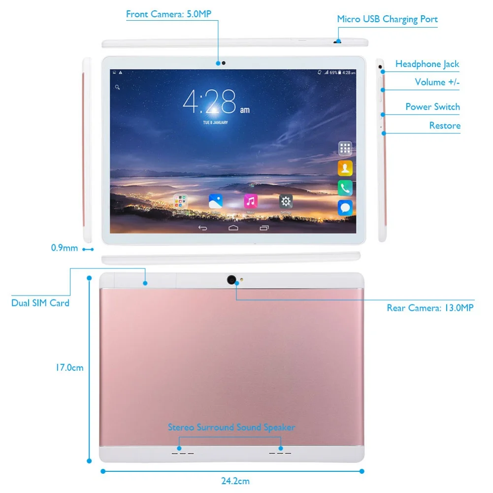 10.1 inch Tablet PC QUAD Core 4GB RAM 64GB ROM 1280*800 IPS Tablets Android 6.0 3G Phone Pad Tablets with EU/US Power Adapter
10.1 inch Tablet PC QUAD Core 4GB RAM 64GB ROM 1280*800 IPS Tablets Android 6.0 3G Phone Pad Tablets with EU/US Power Adapter