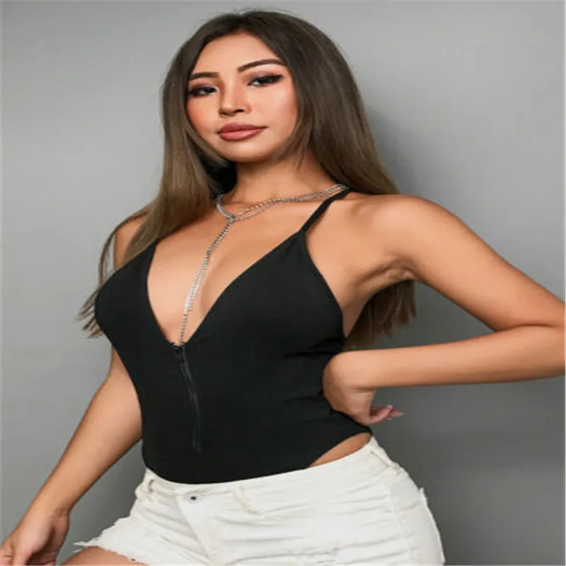 Women Black Charming zipper Bodysuit sexy strappy deep v neck Slim Soft Beach Shorts Jumpsuit Solid elastic skinny Playsuit
Women Black Charming zipper Bodysuit sexy strappy deep v neck Slim Soft Beach Shorts Jumpsuit Solid elastic skinny Playsuit