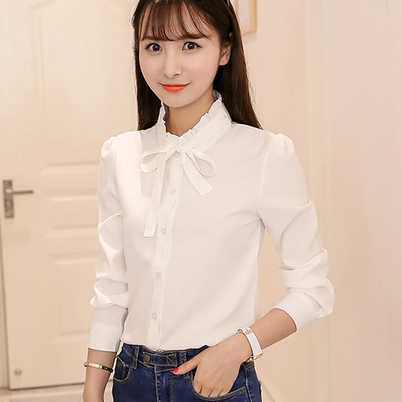 Female Elegant Bow Tie White Blouses Chiffon Stand Collar Casual Shirt Ladies Long Sleeve Blouse Women Tops And Shirt DD2386
Female Elegant Bow Tie White Blouses Chiffon Stand Collar Casual Shirt Ladies Long Sleeve Blouse Women Tops And Shirt DD2386