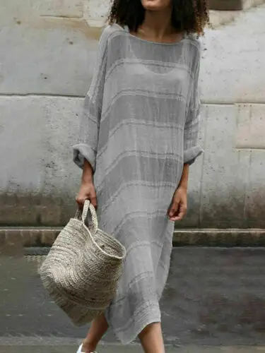 Fashion Women Boho Dress Female Ladies Long Sleeve Cotton Linen Striped Casual Holiday Dresses Plus Size M-5XL
Fashion Women Boho Dress Female Ladies Long Sleeve Cotton Linen Striped Casual Holiday Dresses Plus Size M-5XL