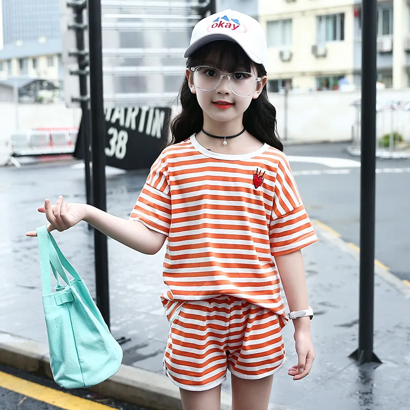 Fashion Girls Summer Sports Clothing Sets Teens Cotton Striped T-shirt & Short Pants 2Pcs Clothes Suit For 5 6 8 10 12 14 Years
Fashion Girls Summer Sports Clothing Sets Teens Cotton Striped T-shirt & Short Pants 2Pcs Clothes Suit For 5 6 8 10 12 14 Years