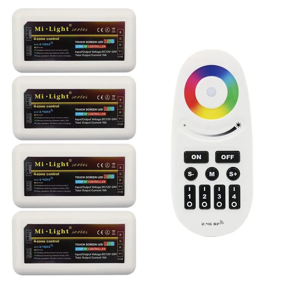 1 remote + 4 controller Mi light RGBW Controller group control 2.4G 4-Zone RF Touch For RGBW Led Strip Light F-987
1 remote + 4 controller Mi light RGBW Controller group control 2.4G 4-Zone RF Touch For RGBW Led Strip Light F-987
