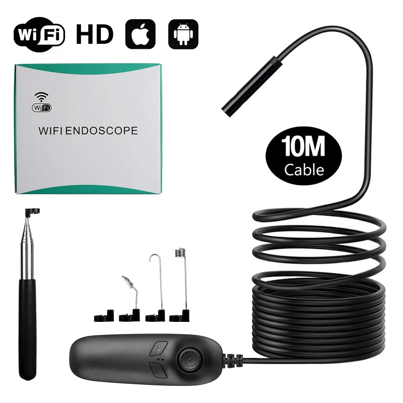 Y12 10 м Полужесткий кабель IP68 Водонепроницаемый эндоскоп бороскоп wifi 1200p камера usb