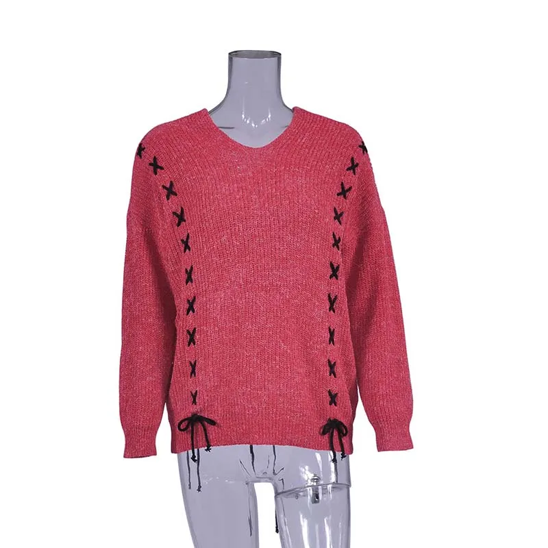 Drawstring Cross Lace Up Women Knitted Sweater Plus Size Batwing Sleeve Casual Pullovers Autumn Winter Tops Streetwear 6Q2176
Drawstring Cross Lace Up Women Knitted Sweater Plus Size Batwing Sleeve Casual Pullovers Autumn Winter Tops Streetwear 6Q2176