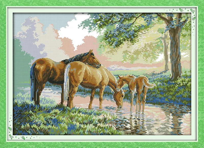 Horse family cross stitch kit 14ct 11ct pre stamped canvas cross stitching animal embroidery DIY handmade needlework
Horse family cross stitch kit 14ct 11ct pre stamped canvas cross stitching animal embroidery DIY handmade needlework