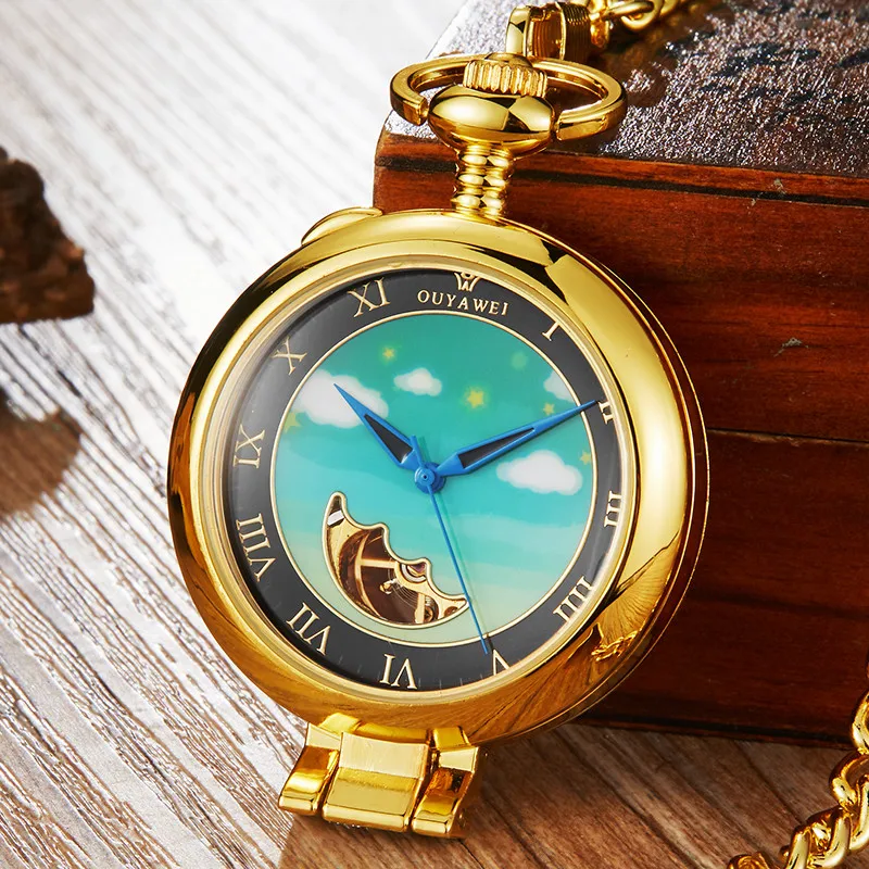 Luxury Gold Silver Retro Mechanical Pocket Watch Men Women Pendant With FOB Chain Hollow Moon Steampunk Hand-wind Pocket Watches
Luxury Gold Silver Retro Mechanical Pocket Watch Men Women Pendant With FOB Chain Hollow Moon Steampunk Hand-wind Pocket Watches
