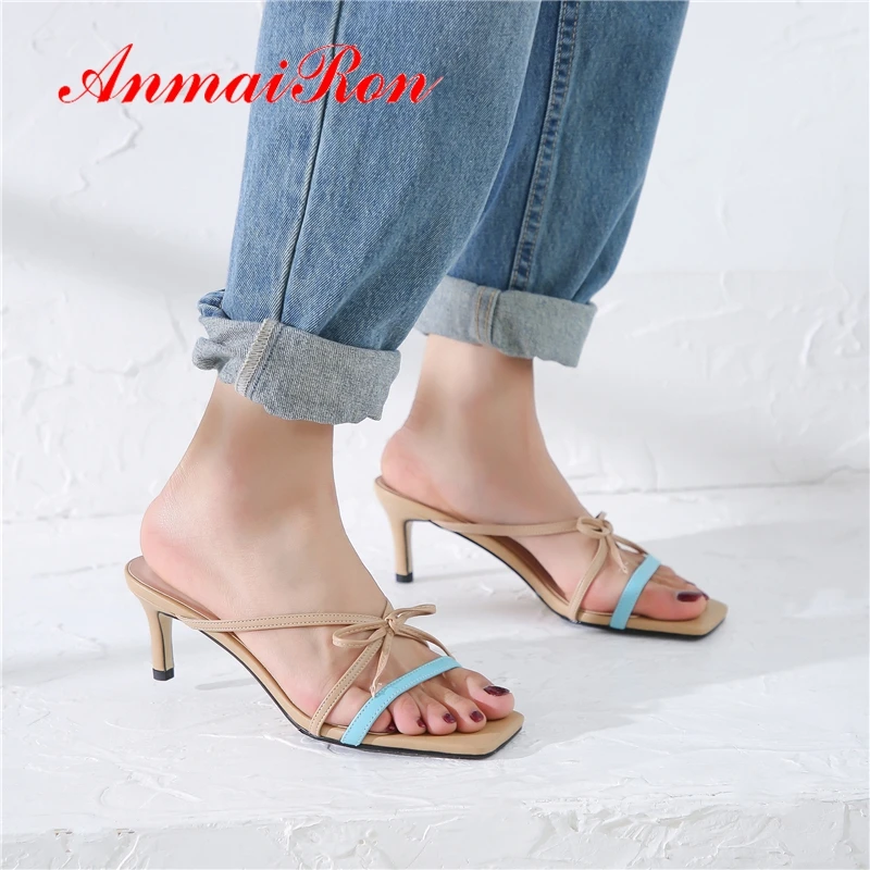 ANMAIRON 2019 New Arrival Genuine Leather High Heel Slippers Solid Summer Outside Women Fashion Shoes Size 34-43 LY2170
ANMAIRON 2019 New Arrival Genuine Leather High Heel Slippers Solid Summer Outside Women Fashion Shoes Size 34-43 LY2170