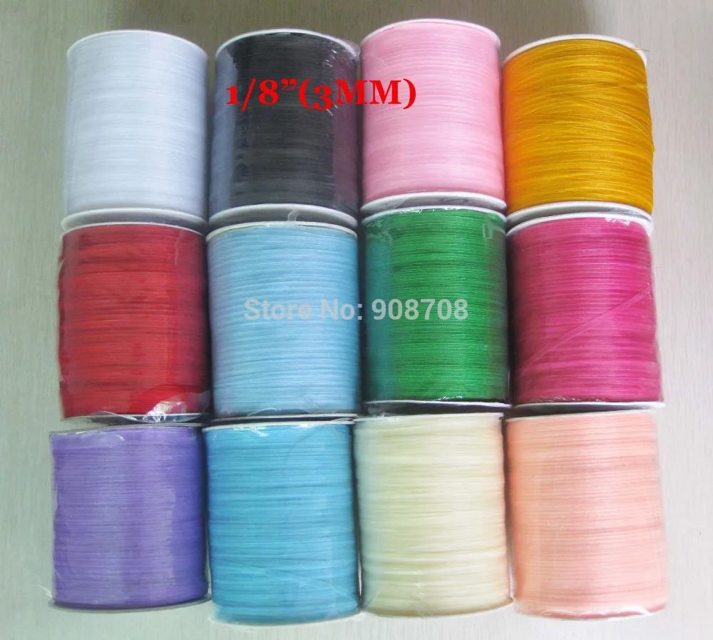 1/8'' Width 3mm Stain Ribbons Polyester Organza Ribbon 1000yards Wedding Decoration
1/8'' Width 3mm Stain Ribbons Polyester Organza Ribbon 1000yards Wedding Decoration