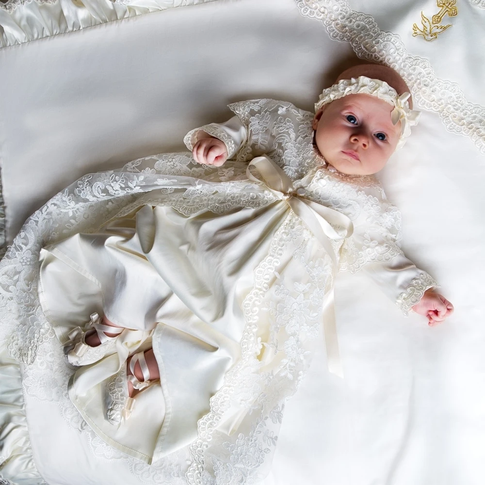 Детское кружевное платье с длинным рукавом трапециевидной формы|baby baptism|baptism