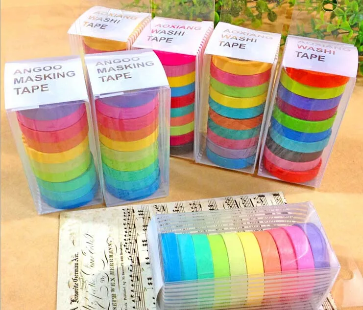 10pc/lot New High quality masking paper tape/colorful candy adhesive tape / DIY sticker label/children gift /5m
10pc/lot New High quality masking paper tape/colorful candy adhesive tape / DIY sticker label/children gift /5m