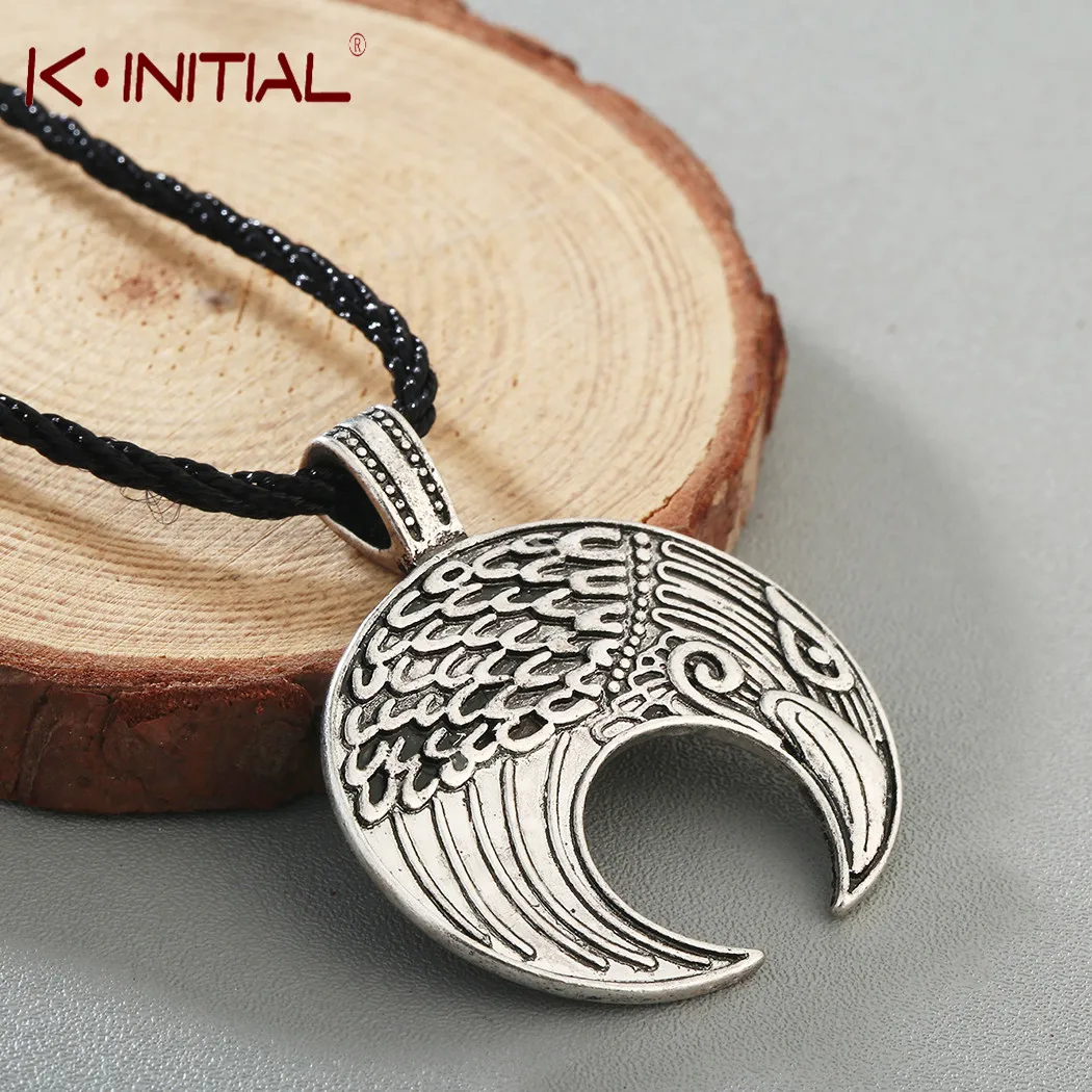 

Kinitial Viking Lunula Pendant Necklace Amulet Trendy Crescent Moon Norse Slavic Pagan Raven Necklace Jewelry