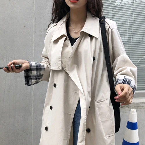 Fashion plaid print Spring Fall long Coats outerwear Classic double-breasted mId-long trench overcoats manteau femme
Fashion plaid print Spring Fall long Coats outerwear Classic double-breasted mId-long trench overcoats manteau femme