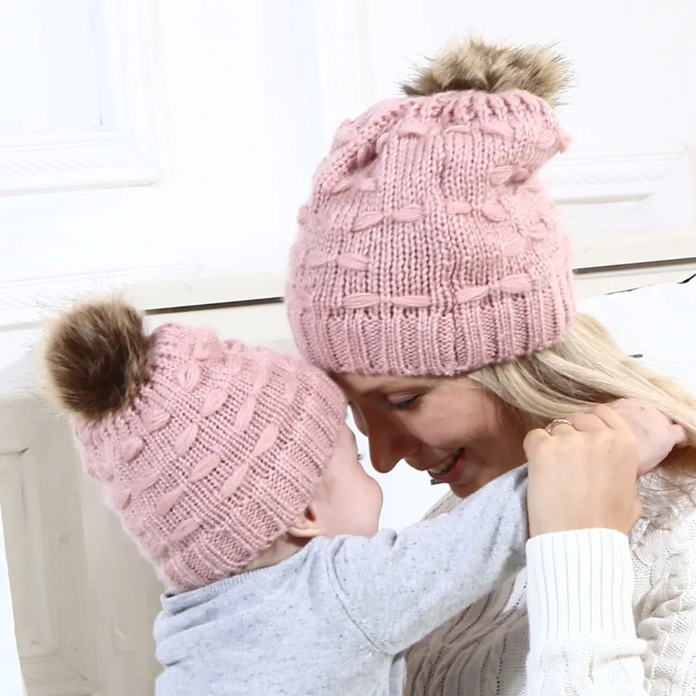 Puseky 2Pcs New Mom And Baby Hat Kids Winter Warm Raccoon Fur Bobble Beanie Cotton Knitted Kids Children Mommy Headwear Hat Caps
Puseky 2Pcs New Mom And Baby Hat Kids Winter Warm Raccoon Fur Bobble Beanie Cotton Knitted Kids Children Mommy Headwear Hat Caps