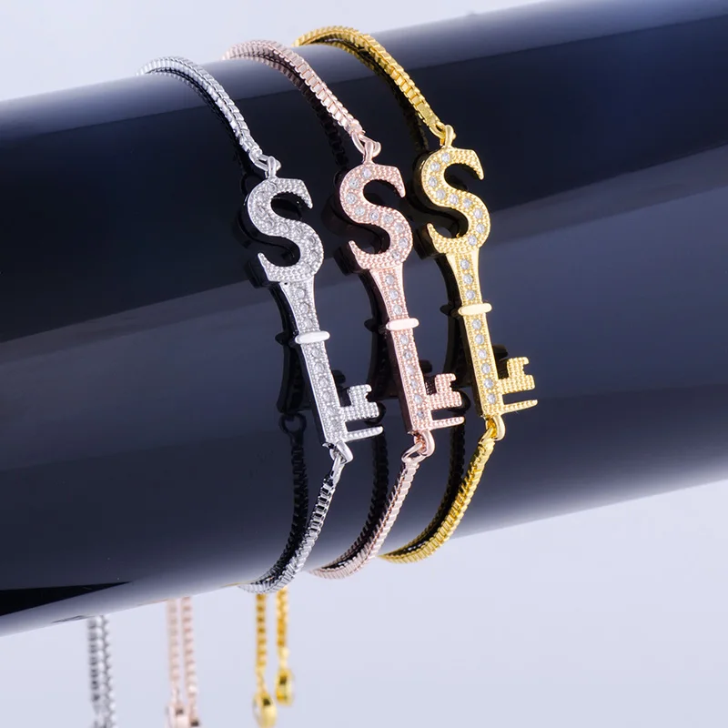 New Jewelry Vintage Zircon Initial S Key Bracelets For Women Handicraft Copper Micro Pave Square Chain Bracelet Feminino Bijoux
New Jewelry Vintage Zircon Initial S Key Bracelets For Women Handicraft Copper Micro Pave Square Chain Bracelet Feminino Bijoux