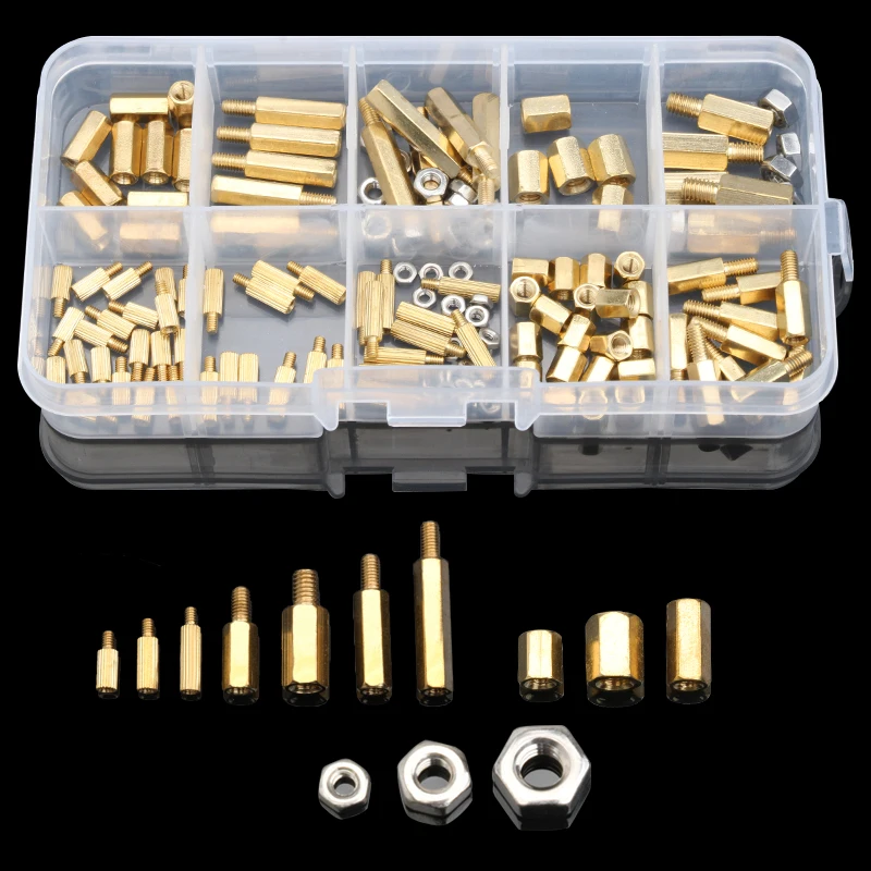 145PCS Hex Screws & Bolts Set Brass Pillar Single/Double Head Hexagonal Cylinder Yellow M2/M3/M4 Stainless Steel Nuts Kit
145PCS Hex Screws & Bolts Set Brass Pillar Single/Double Head Hexagonal Cylinder Yellow M2/M3/M4 Stainless Steel Nuts Kit