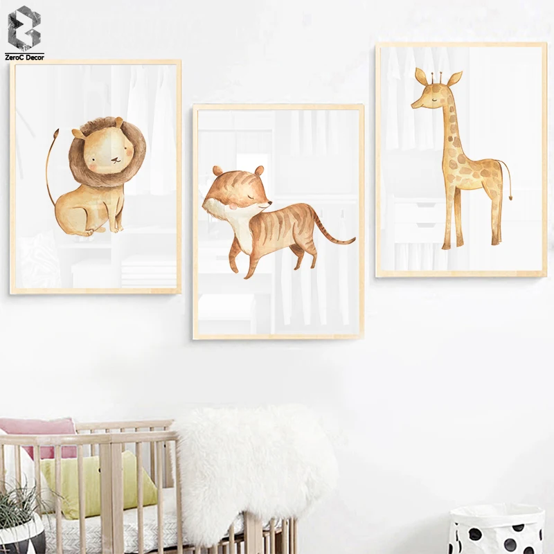 Lion Giraffe Tiger Watercolor Cartoon Animal Canvas Art Cute Posters and Prints Nursery Painting Wall Picture Babys Room Decor
Lion Giraffe Tiger Watercolor Cartoon Animal Canvas Art Cute Posters and Prints Nursery Painting Wall Picture Babys Room Decor