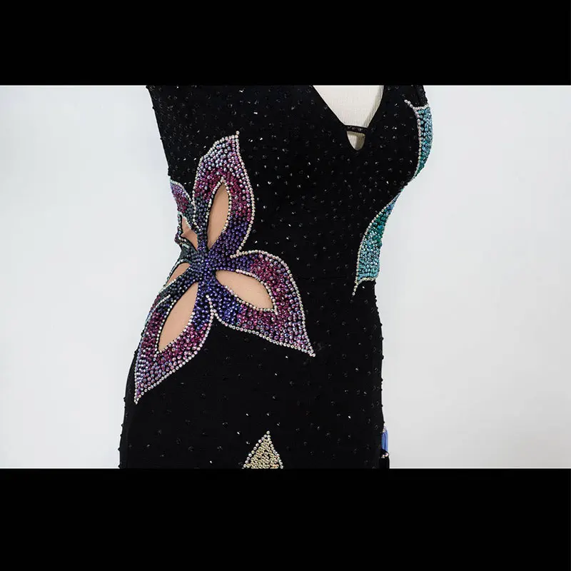 Ballroom Latin Dance Dress Rhinestones big flower Black latin dance dress Rumba Cha Cha Foxtr dance competition dress
Ballroom Latin Dance Dress Rhinestones big flower Black latin dance dress Rumba Cha Cha Foxtr dance competition dress