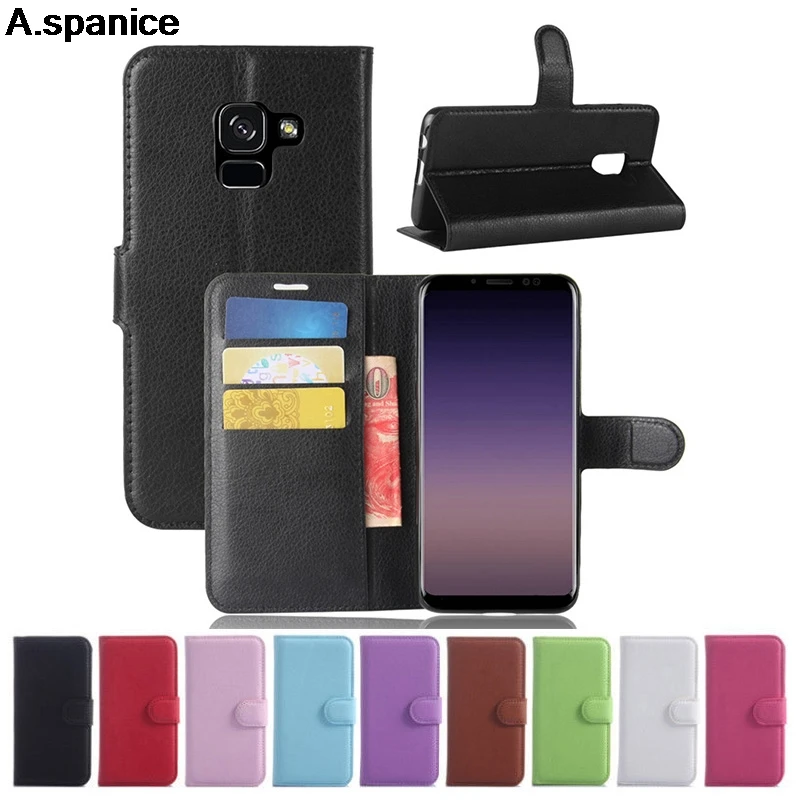 A. spanice для Galaxy A8 Plus 2018 кошелек Флип кожаный чехол подставка держатель TPU samsung сумка