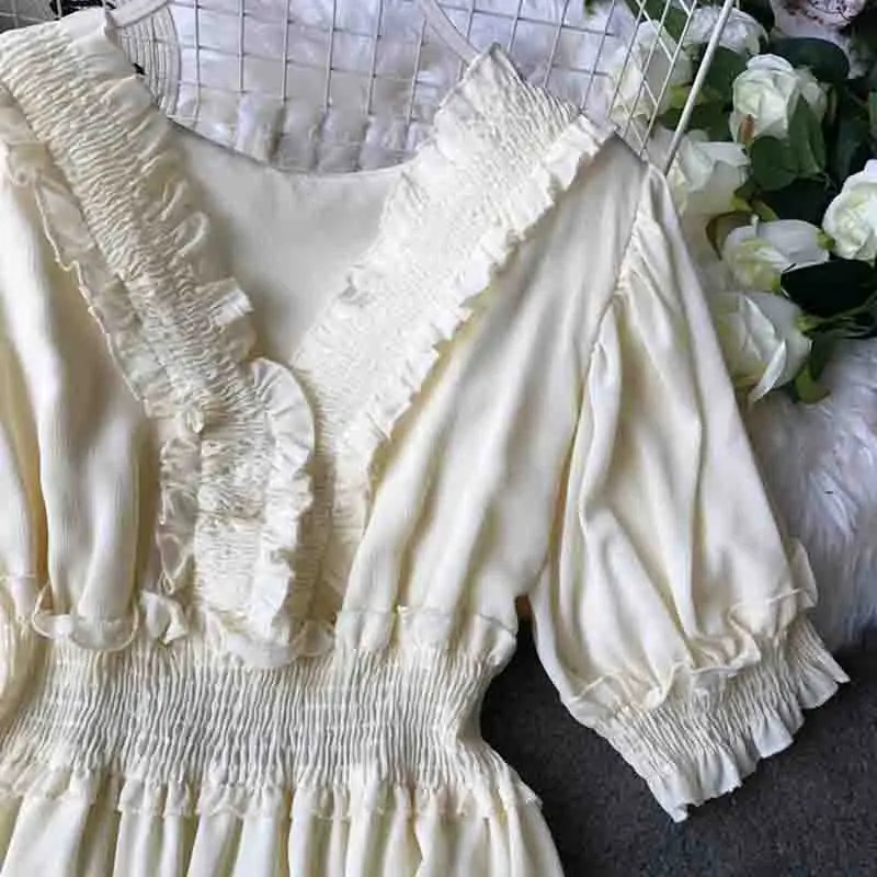 Sweet Summer Chiffon Dress 2019 Women High waist V Neck Party Long Dress Elegant Ruffles Dresses Casual Short sleeve Vestidos
Sweet Summer Chiffon Dress 2019 Women High waist V Neck Party Long Dress Elegant Ruffles Dresses Casual Short sleeve Vestidos