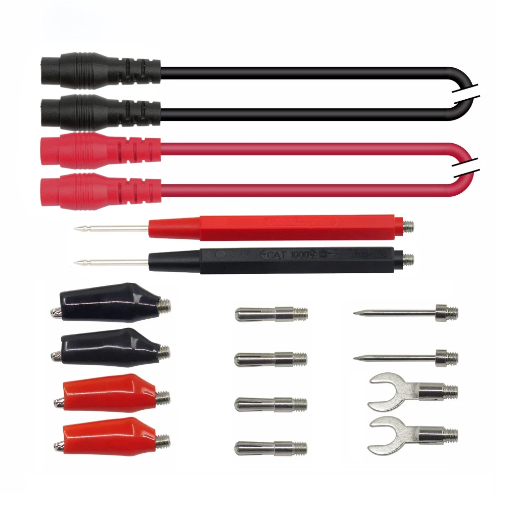 MESTEK 16Pcs Multimeter Test Probe Test Leads Kit Replace Test Wires Probes for Digital Multimeter Crocodile Clips U type Probe
MESTEK 16Pcs Multimeter Test Probe Test Leads Kit Replace Test Wires Probes for Digital Multimeter Crocodile Clips U type Probe