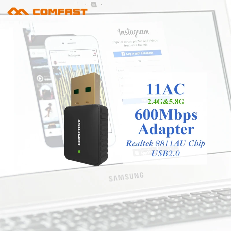 COMFAST 600 Мбит/с WI-FI Адаптер 2.4 г 5 двухдиапазонный беспроводной карты USB адаптер Ethernet