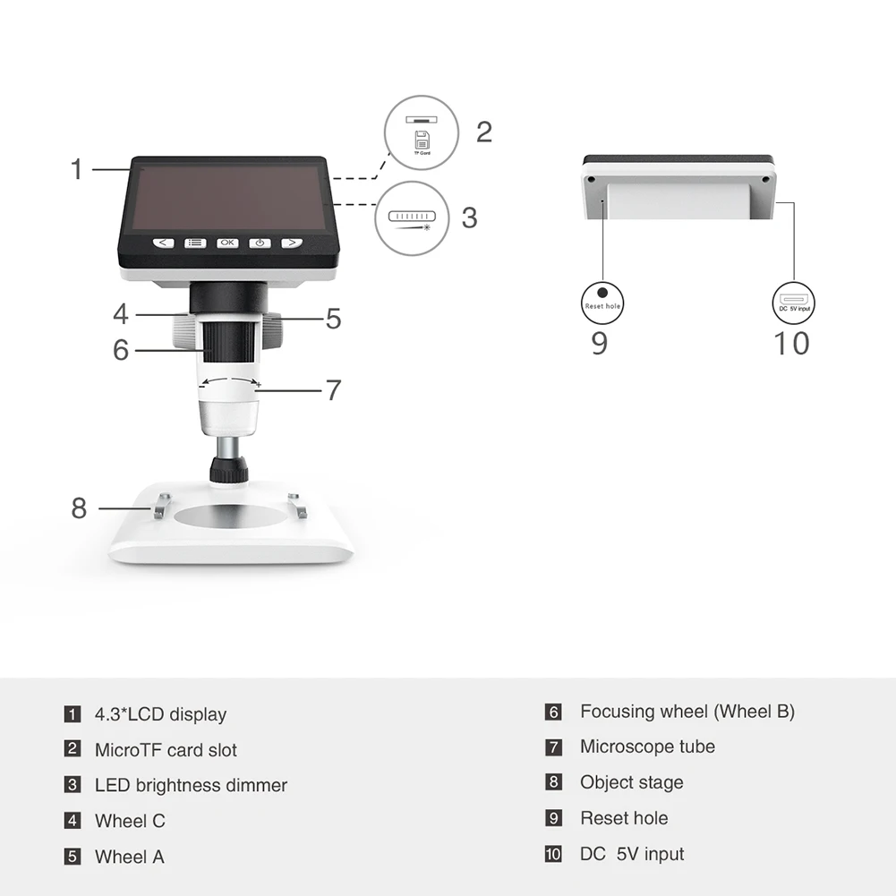 Portable 4.3'' Desktop LCD Digital Microscope Electronic Endoscope Magnifier Hot Sale LCD Digital Magnifier
Portable 4.3'' Desktop LCD Digital Microscope Electronic Endoscope Magnifier Hot Sale LCD Digital Magnifier