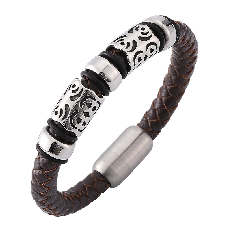 Mens Trendy Jewelry Brown Woven Leather Rock Bracelet Male Stainless Steel Magnetic Buckle Punk Bracelet Men Accessories SP0160
Mens Trendy Jewelry Brown Woven Leather Rock Bracelet Male Stainless Steel Magnetic Buckle Punk Bracelet Men Accessories SP0160