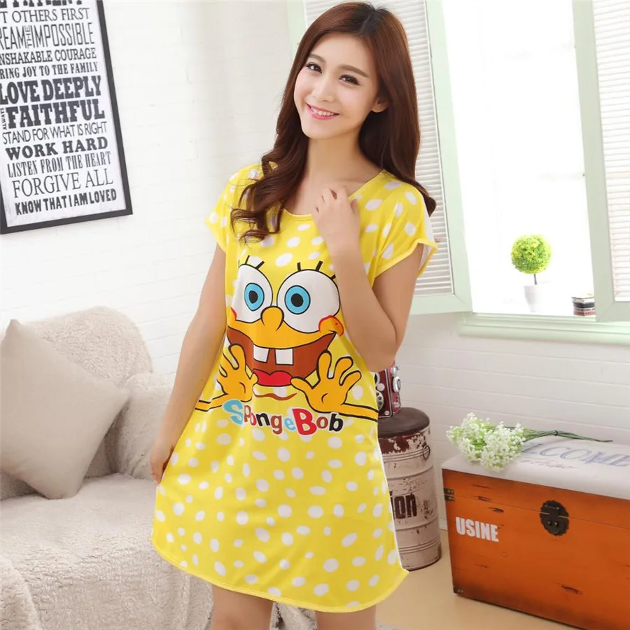 Summer Women Cartoon Sleepwear Leisure Short Sleeve Nightgowns Printing clothes Nightdress S6
Summer Women Cartoon Sleepwear Leisure Short Sleeve Nightgowns Printing clothes Nightdress S6
