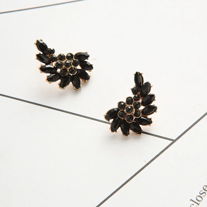 5 Pair Trendy Jewelry Accessories Micro Pave Gold Small Beads Earrings Black Horse Eye Rhinestone Stud Earring Gift For Women | Украшения и