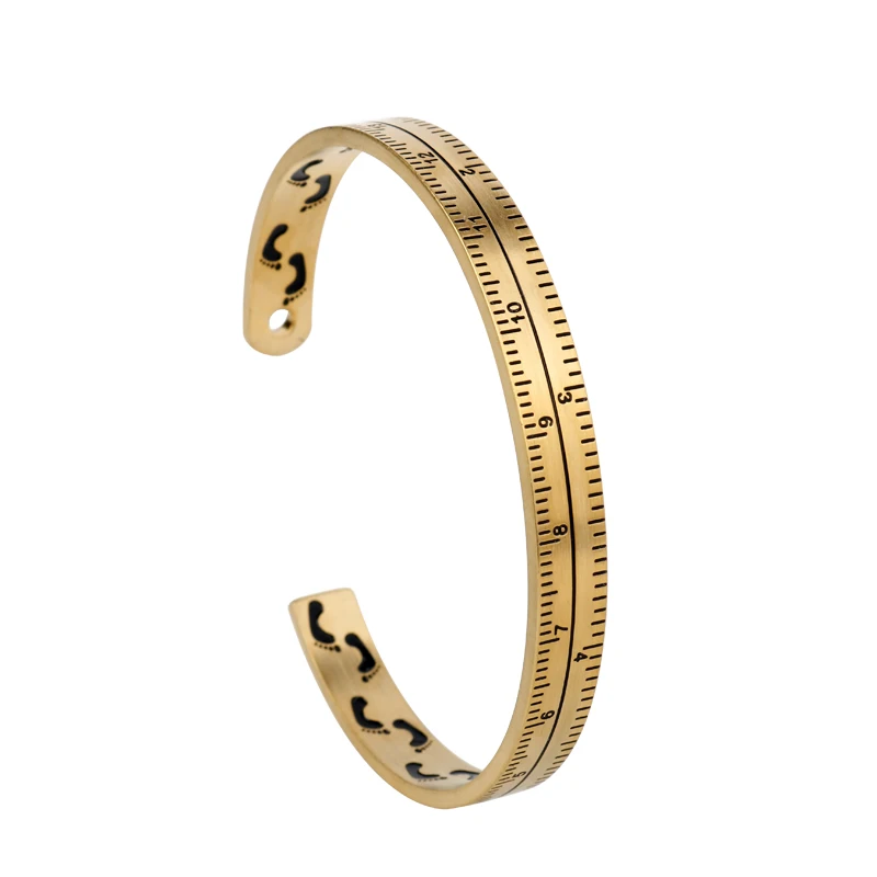 Black Footprint Vintage Gold Dial Design Open Retro Cuff Bangle Titanium Steel Ruler Men Bracelet Erkek Bileklik Hip Hop Jewelry
Black Footprint Vintage Gold Dial Design Open Retro Cuff Bangle Titanium Steel Ruler Men Bracelet Erkek Bileklik Hip Hop Jewelry