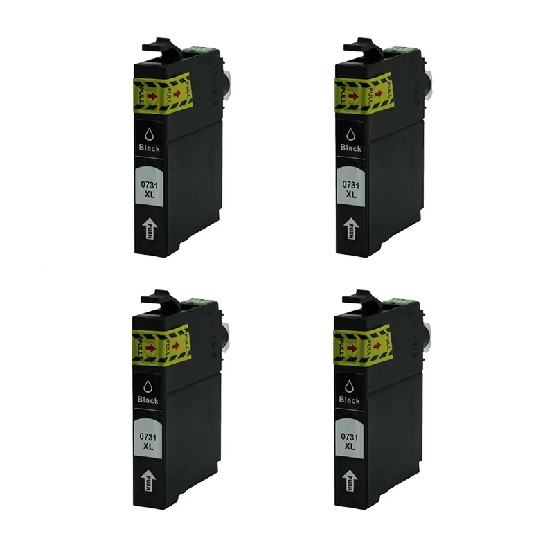 4PK T0731 Black full ink cartridge with chip compatible for EPSON Stylus CX7300 CX8300 TX210 C79 C90 CX3900 CX3905 CX4900 CX4905
4PK T0731 Black full ink cartridge with chip compatible for EPSON Stylus CX7300 CX8300 TX210 C79 C90 CX3900 CX3905 CX4900 CX4905