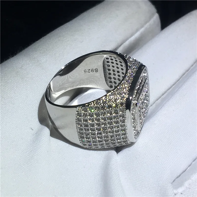 choucong Luxury Male Hiphop Ring 925 Sterling Silver Pave setting AAAAA Zircon cz Party Wedding Band Rings For Men Rock Jewelry | Украшения
