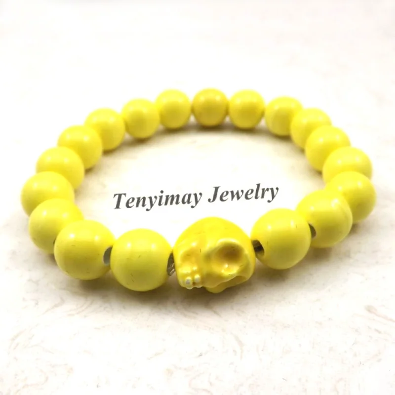 Chinese Style Yellow Skull Charm Bracelets 10mm Ceramic Beaded Elastic Bracelets For Halloween 12pcs Wholesale
Chinese Style Yellow Skull Charm Bracelets 10mm Ceramic Beaded Elastic Bracelets For Halloween 12pcs Wholesale