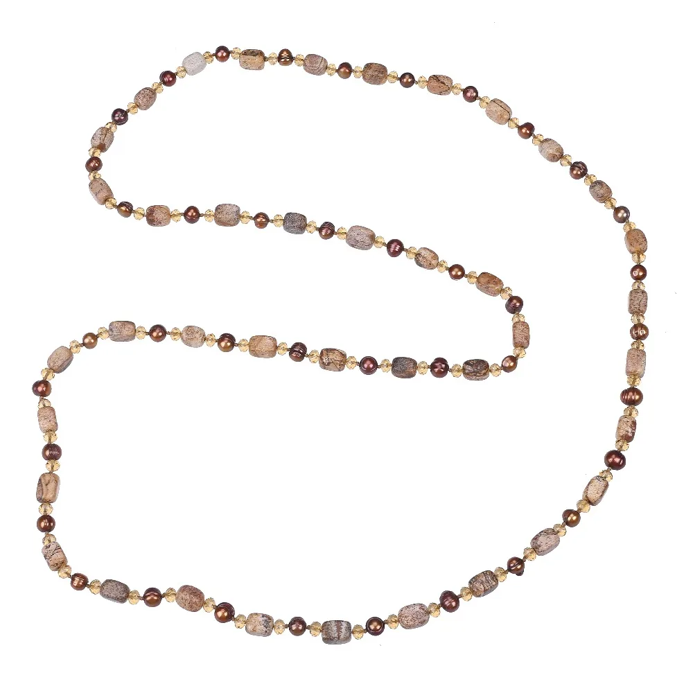 Bohemian Potato Thread Real Pearl Bead Jewellery Stone And Crystal Women Long Necklace Blade Rope Chain For Party
Bohemian Potato Thread Real Pearl Bead Jewellery Stone And Crystal Women Long Necklace Blade Rope Chain For Party