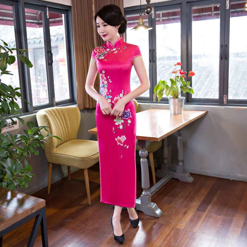 2019 Fashion Long Cheongsam Chinese style Mandarin Collar Dress Womens Summer Rayon Qipao Slim Party Dresses Vestido S-3XL
2019 Fashion Long Cheongsam Chinese style Mandarin Collar Dress Womens Summer Rayon Qipao Slim Party Dresses Vestido S-3XL