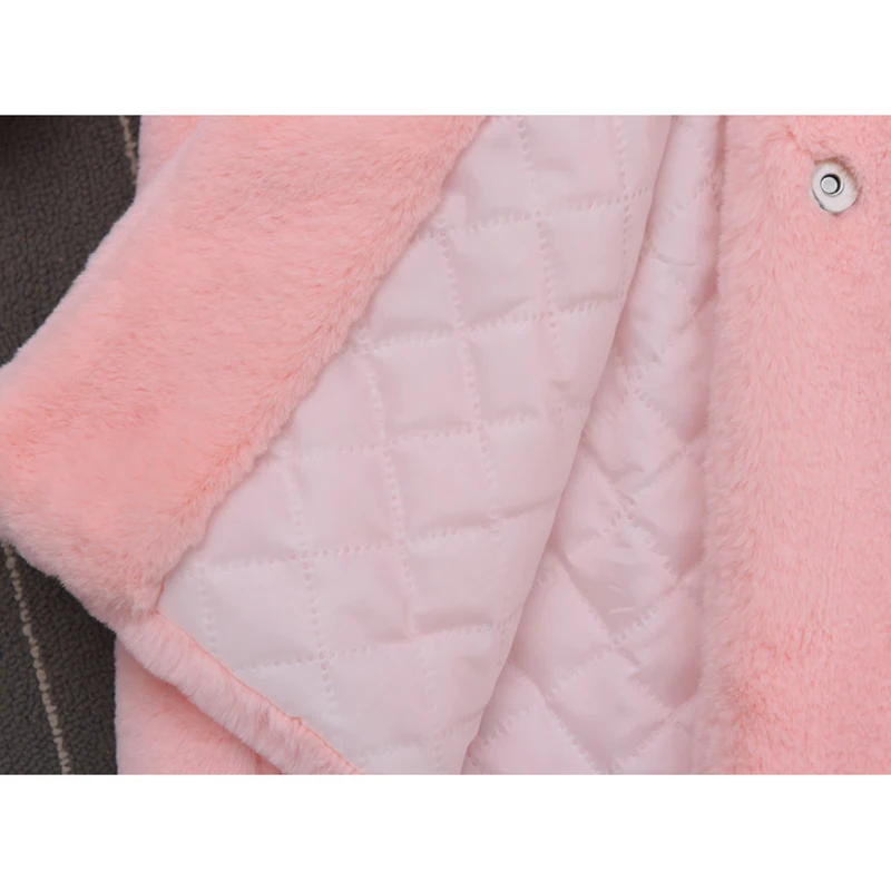 Пальто с искусственным мехом Mujer 2018 зима Верхняя одежда Модные розовый цвет