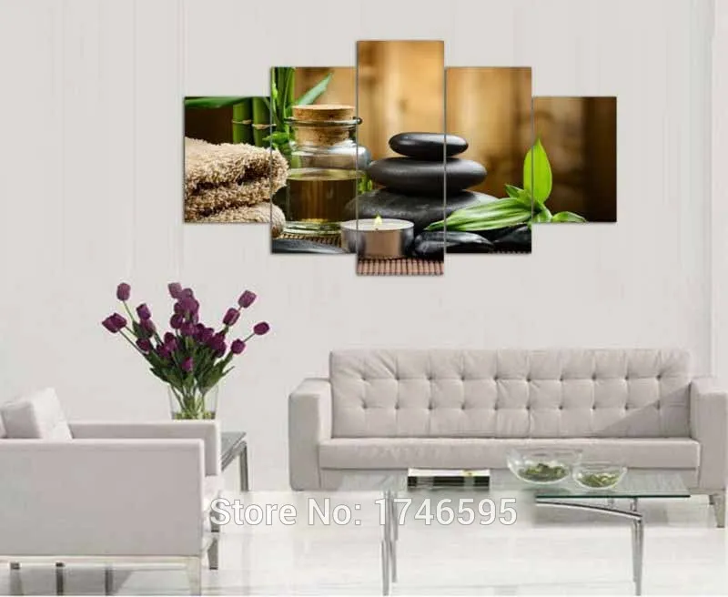 5 шт. современный дом декора гостиной спа камень бамбука свечи Wall Art Картина