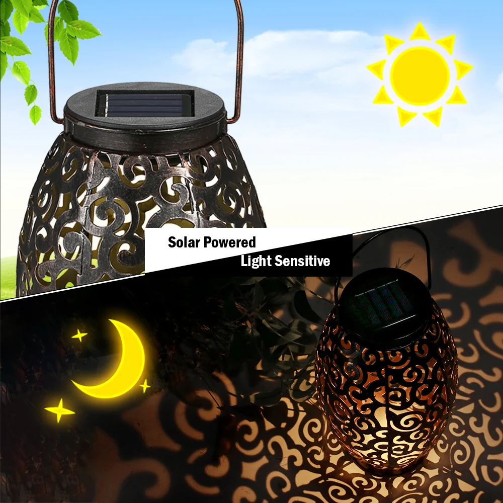 

Водонепроницаемый светодиодный фонарь на солнечной батарее, Подвесная лампа для внутреннего дворика, сада, двора, дорожек, уличное садовое ...