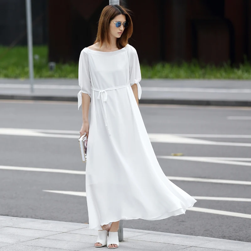 Women Summer Autumn New Fashion Ladies Casual Plus Size Solid Color Slash Neck Sash Decoration Maxi Long Chiffon Dress Vestido
Women Summer Autumn New Fashion Ladies Casual Plus Size Solid Color Slash Neck Sash Decoration Maxi Long Chiffon Dress Vestido